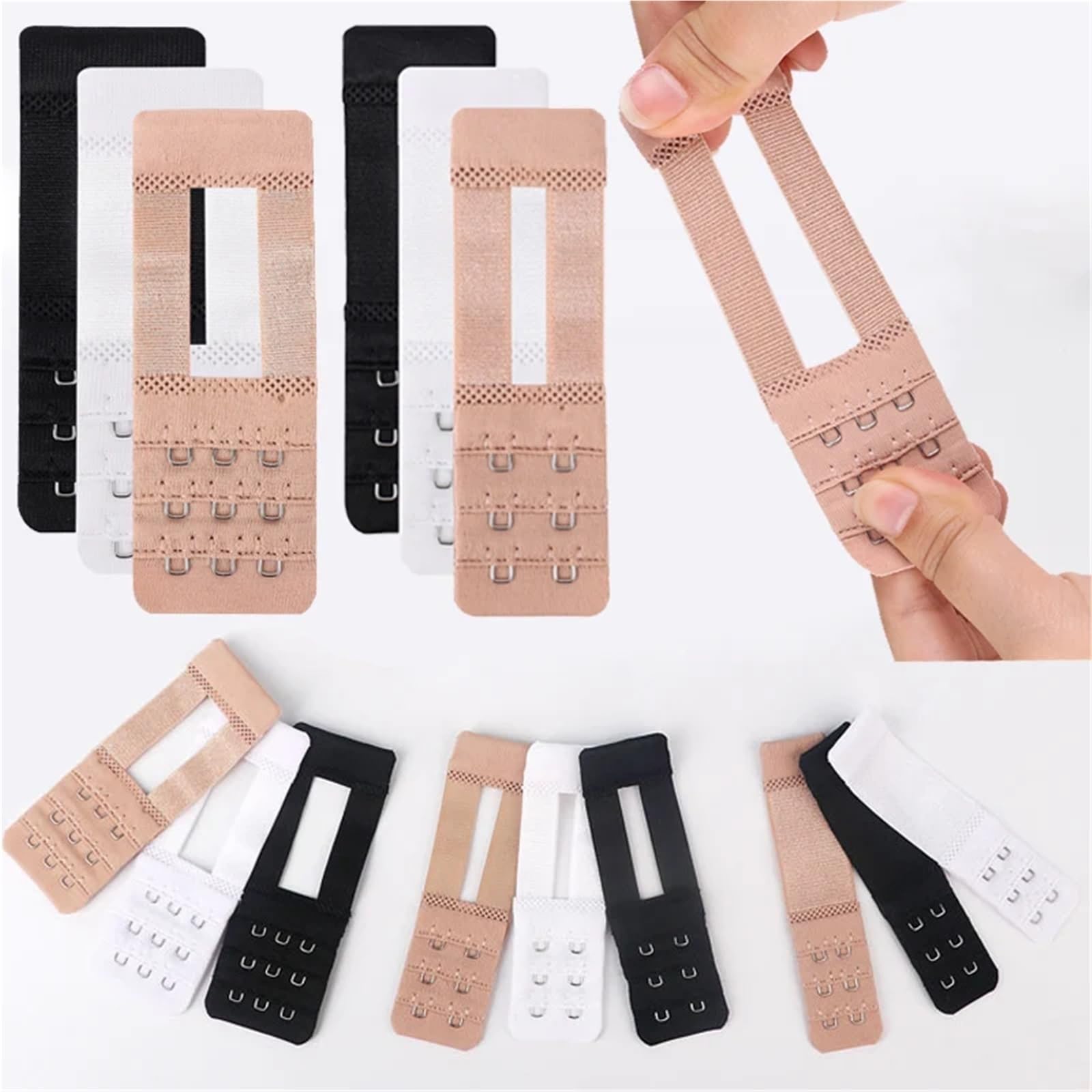 Extensor de Sujetador, 3 Piezas, Extensores Correa Nailon, extensión Hebilla Filas Ganchos for Mujer, Ajuste cómodo