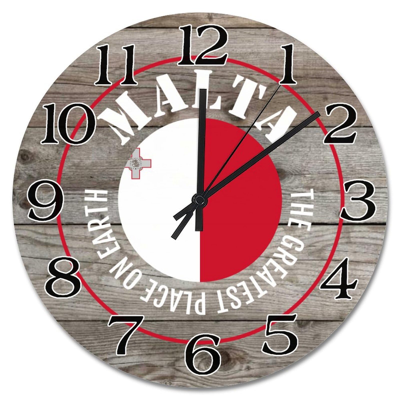 Horloge murale drapeau Malte lisible et grande pendule pour salon