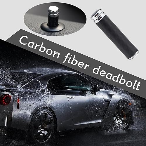 Miniatura 6 de Pack-4 - Pernos de bloqueo de puerta de automóvil, perillas de fibra de carbono, borde interior de 1.33 x 0.31 pulgadas, repuesto de pernos de