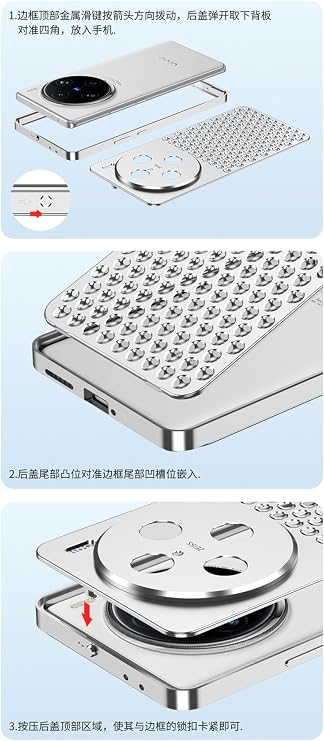 DAYJOY Premium Aluminum Heat Dissipation Case Cover Compatible with VIVO X100 Pro/X100S Pro, Luxury Honeycomb Style Metal Breathable Hollow Shockproof Anti-Scratch case (Silver)