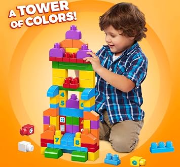 MEGA BLOKS Let's Get Learning Toy Building Set with 150 Big Building Blocks, Educational Gift Set for Boys and Girls, Ages 1 and up?