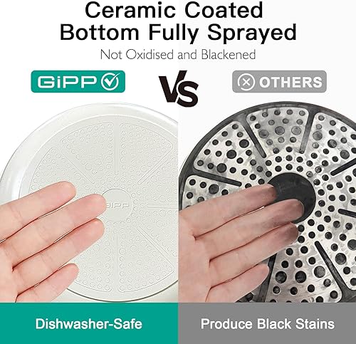 Miniatura 4 de GiPP Juego de ollas y sartenes antiadherentes de cerámica, juego de 18 utensilios de cocina antiadherentes, juego de cocina saludable no tóxico con