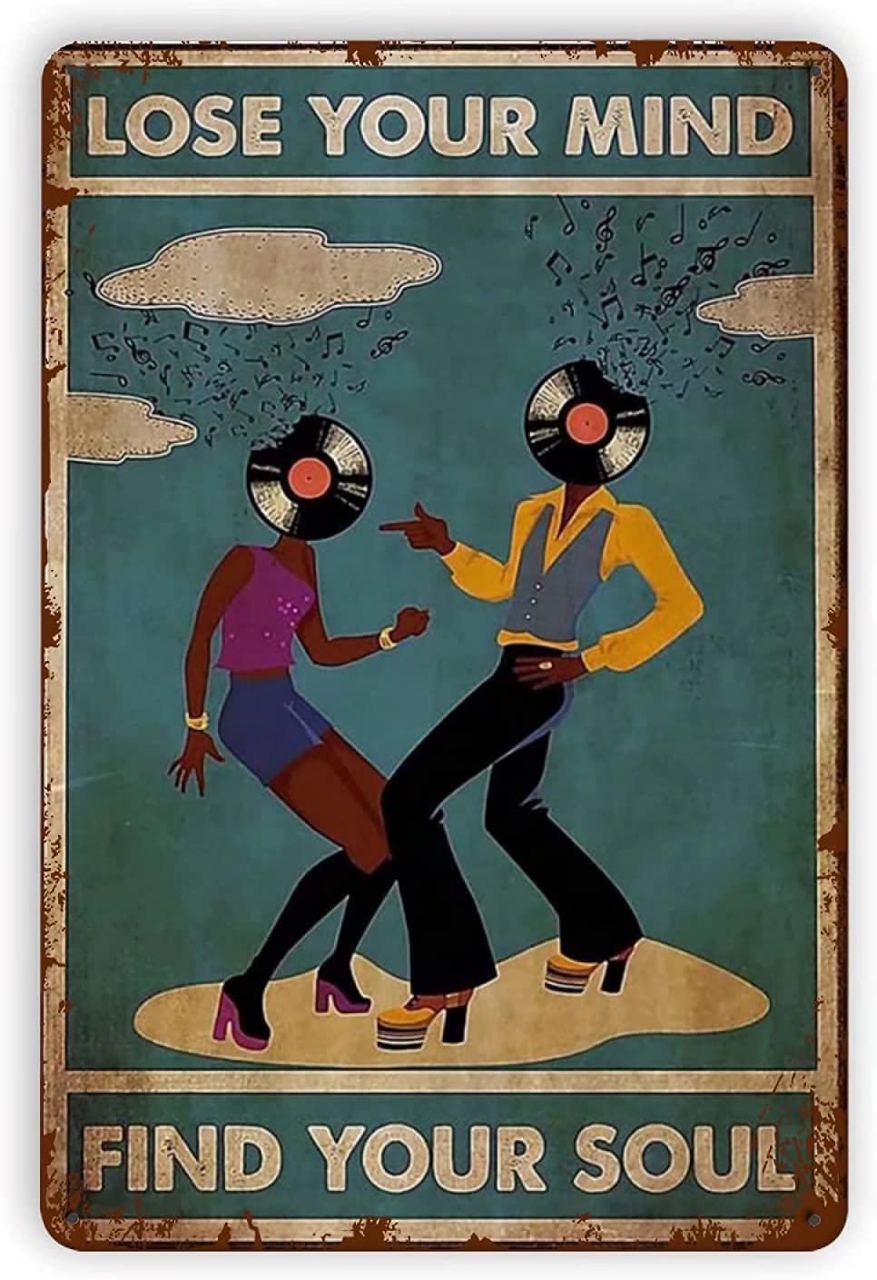 Tin Sign Musical Soul Nostalgic Tin Signs Funny Poster Art Wall Decor for Pub Bar Vintage Wall Stickers 8x12 Inch
