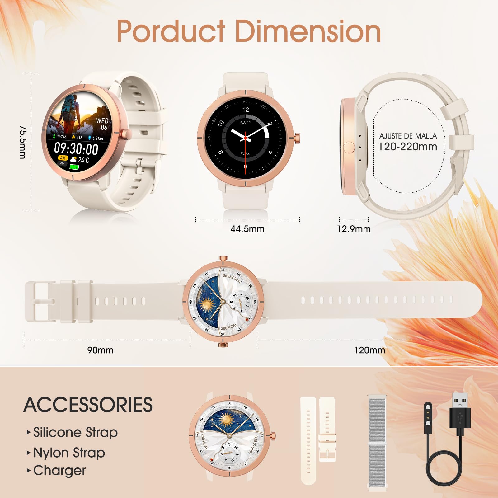 Orologio intelligente GPS ad altissima precisione per uomo e donna, schermo Amoled da 1,34 pollici con frequenza cardiaca 24/7, orologio fitness per la salute, oltre 170 modalità sportive