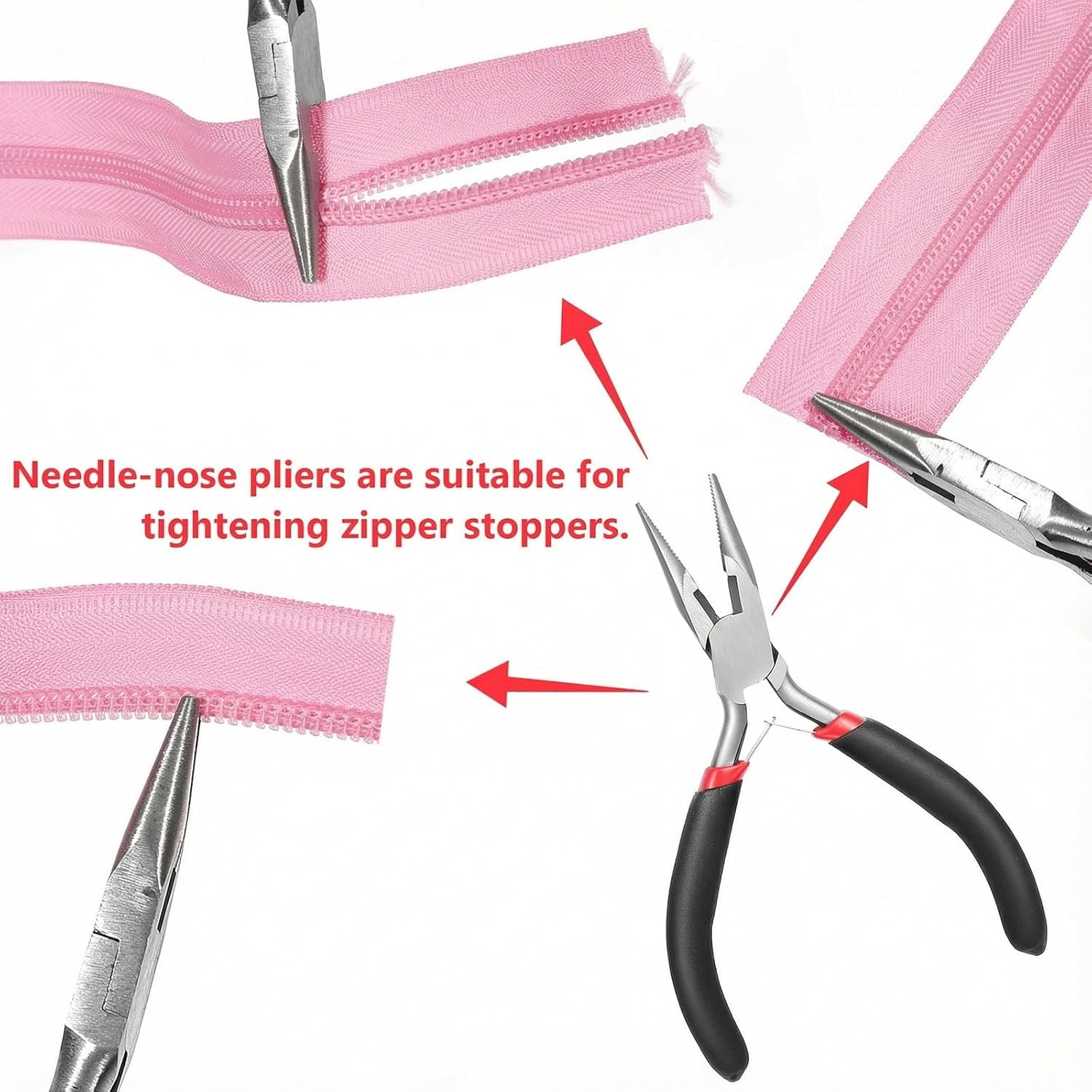Zipper Repair Tool Kit, Heavy Duty End Cutting Pliers and Small Needle Nose Plier, Hand Fix Zippers Repair Tool for Replacement & Install, 2 Pack