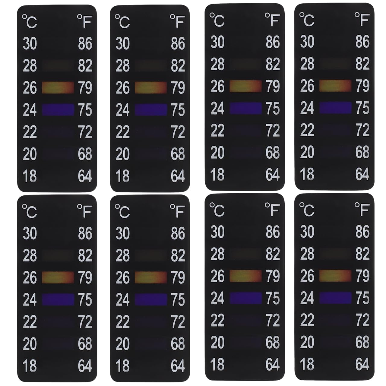 Cabilock 8pcs Stick On Thermometer Strip, Horizontal Thermometer Stickers Adhesive Thermometer Strip Digital Temperature Display for Fermenting Brewing Wine Beer