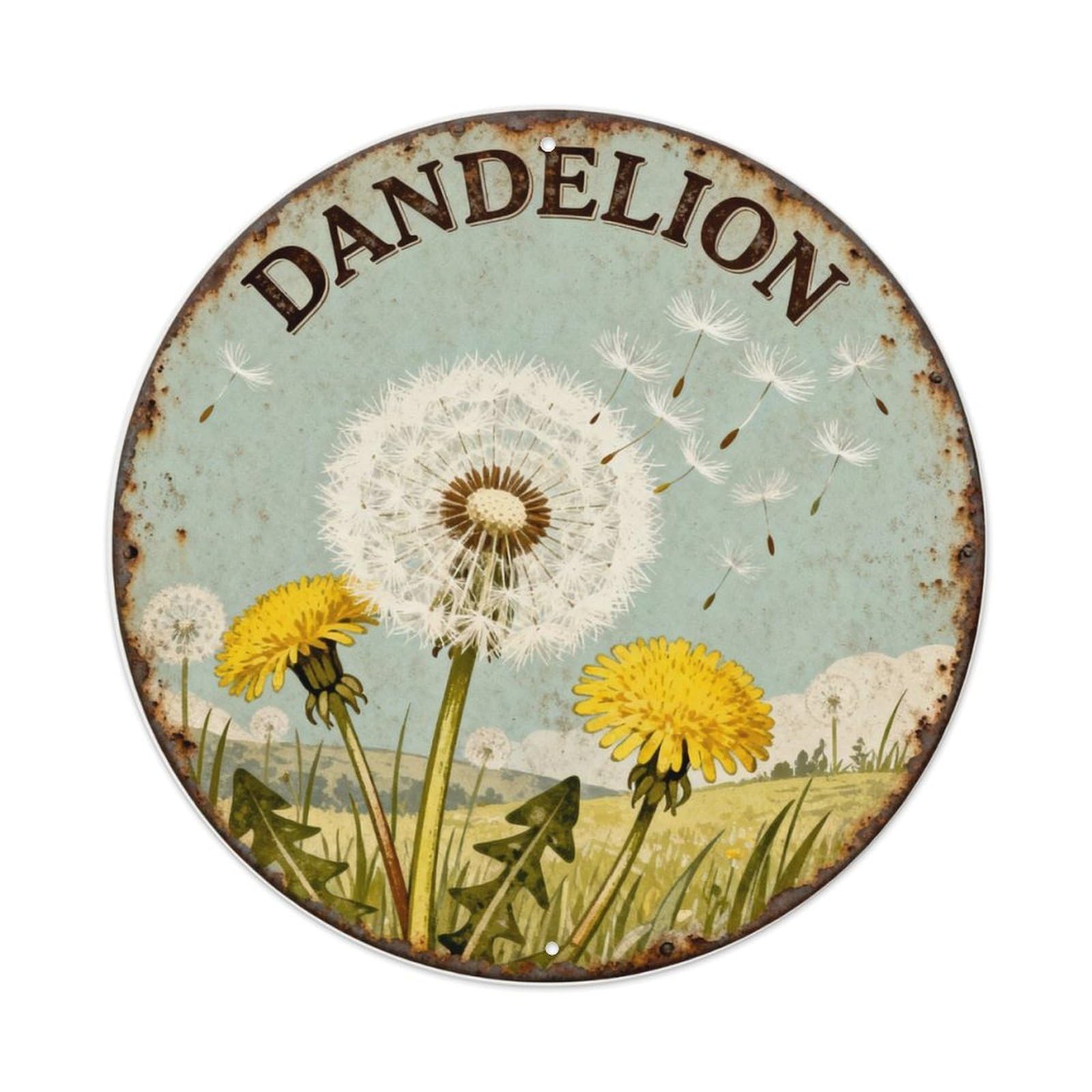 DANDELION Metal Tin Sign Plaque