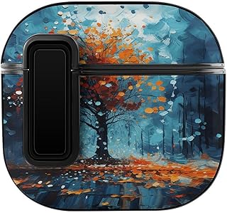 for Airpods 4 Case,Abstract Tree Paintingprinted PC Hard Shell Snap Switch Shockproof Protective Case Cove for Apple AirPods 4 with Hanging Rope Hole