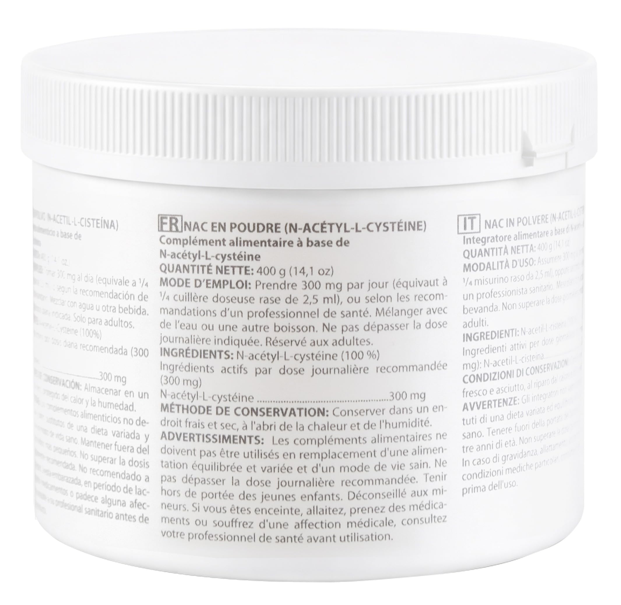 NAC (N-Acetyl-L-Cystein) Pulver 400g | 100% Reines Pulver | Ohne Aromen | Einzige Zutat | Kapselfrei | Nahrungsergänzungsmittel