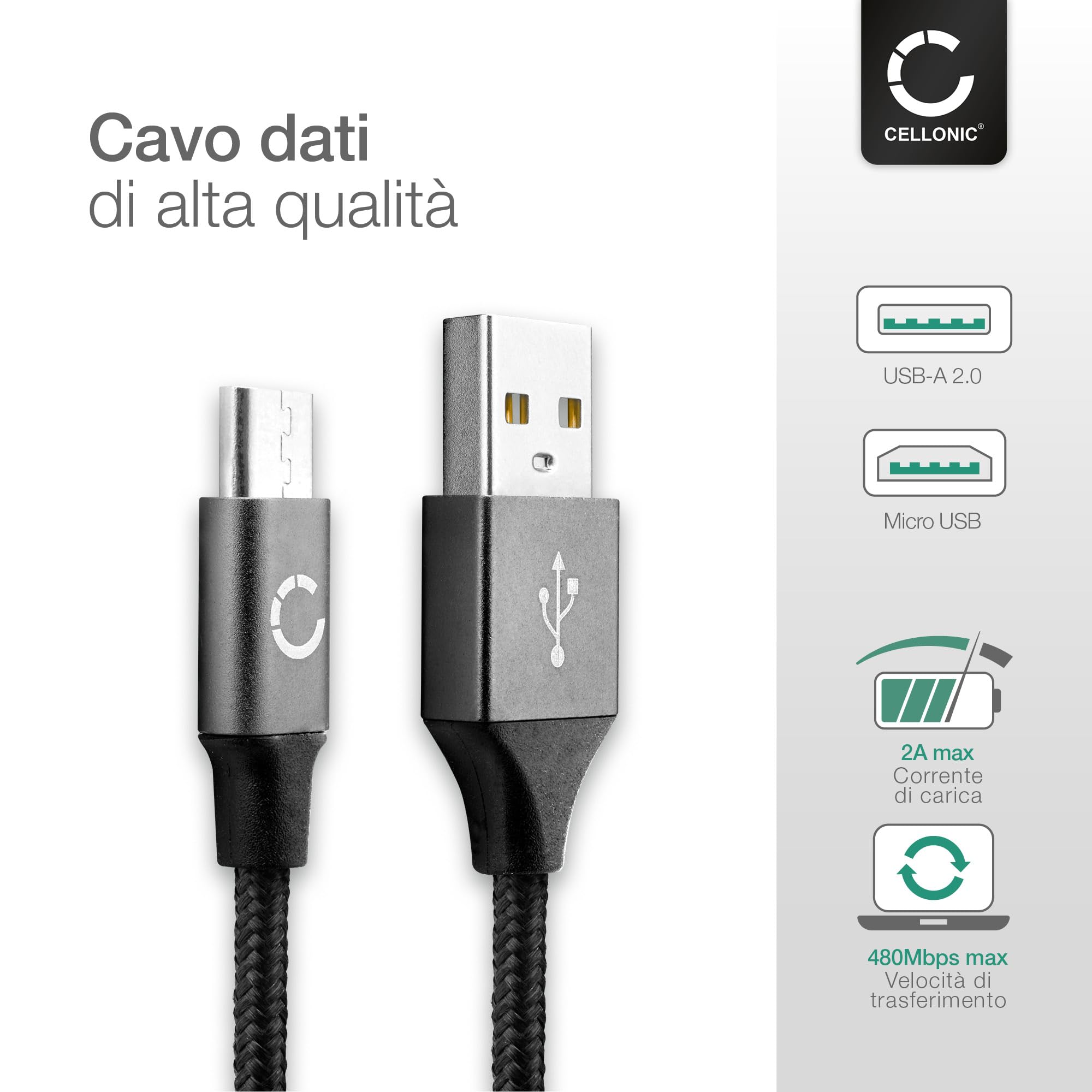 Cavo USB-A A Micro USB TOPK Premium 3 Metri – Ricarica Rapida E Trasferimento Dati (Rosso, Intrecciato) - Foto 2