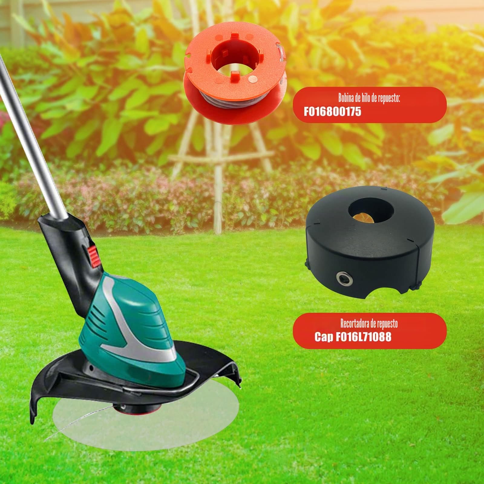 CDIYTOOL F016800175 Bobina desbrozadora Φ1,6 mm, 8 m, para Bosch Art 23 26 30 COMBITRIM EASYTRIM Carrete línea Repuesto Alambre, Carrete Recortadora césped con Cubierta F016L71088