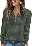 Sweater for Women Long Sleeve Henley Shirts Fall Tunic Tops to Wear with Leggings Crew Neck Outfits Trendy 2025
