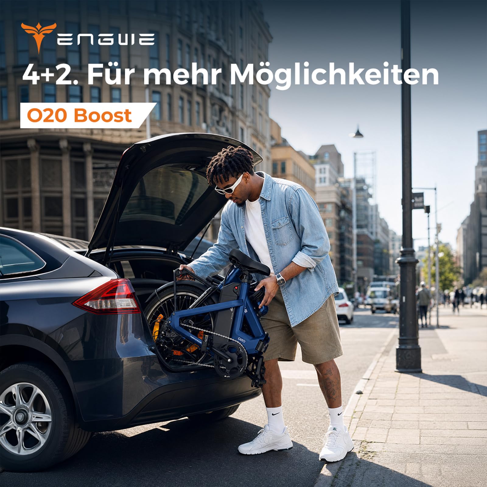 ENGWE O20 Boost Klapprad E-Bike, 48V 15Ah Akku | 3.5 Stunden Schnellladung und 140KM Reichweite, BMS-Batterieschutz, Drehmomentsensor und 75 Nm Drehmoment