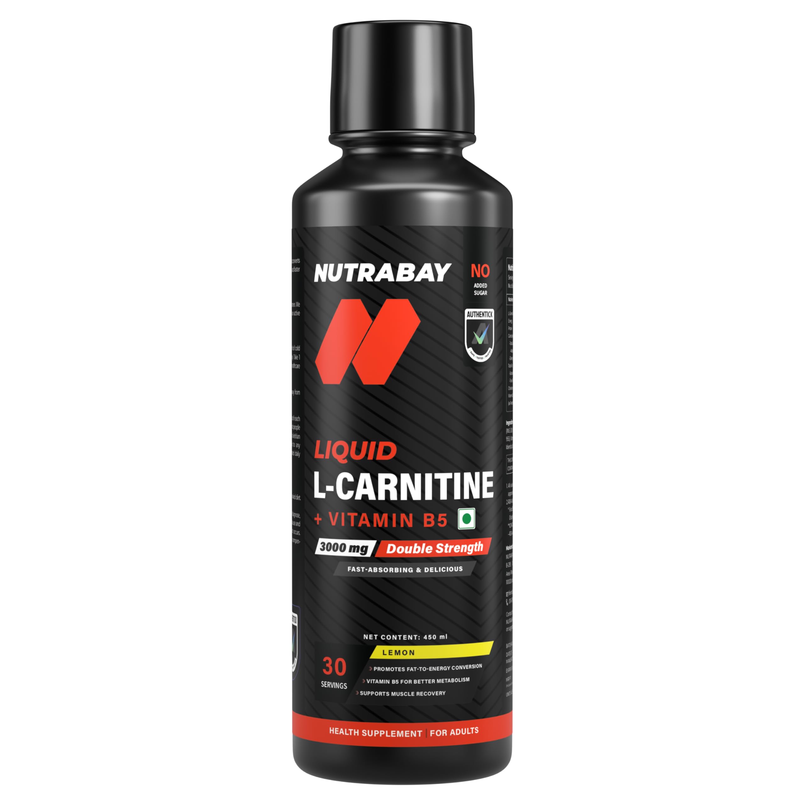 Nutrabay Pro Liquid L-Carnitine With Vitamin B5-450 ml Lemon, 30 Servings | 3000mg (Double Strength) L-CARNITINE, Sugar Free, Helps Convert Fat into Energy, Performance & Recovery-image-9