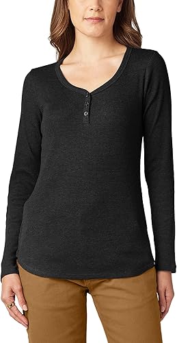 Dickies Camisa Henley de manga larga con 3 botones para mujer