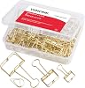 18 Pcs Gold Wire Binder Clips and 20 Pcs Cute Paper Clips Set Assorted Sizes, 2 Big 6 Medium 10 Small Smooth Steel Hollow Office Clamp Clips