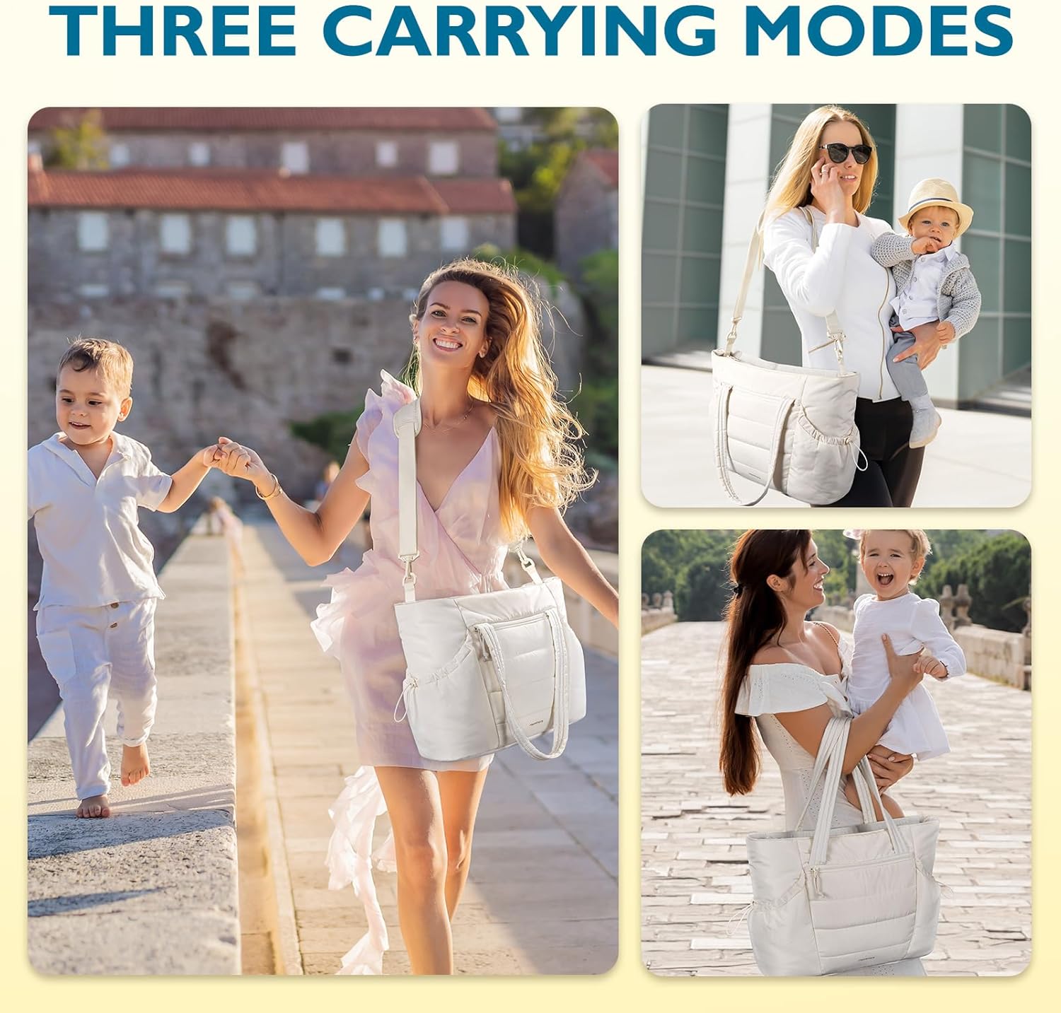 mommore Diaper Bag Tote with Stroller Organizer Puffer Bag Large Capacity Baby Bag with Changing Pad for Travel, Hospital - Image 2