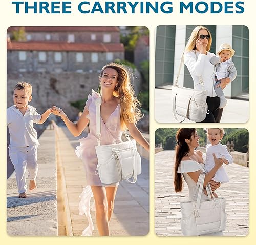 Miniatura 9 de mommore Bolsa de pañales con organizador de cochecito, bolsa de bebé de gran capacidad con cambiador, bolsa acolchada para viajes, hospital Negro