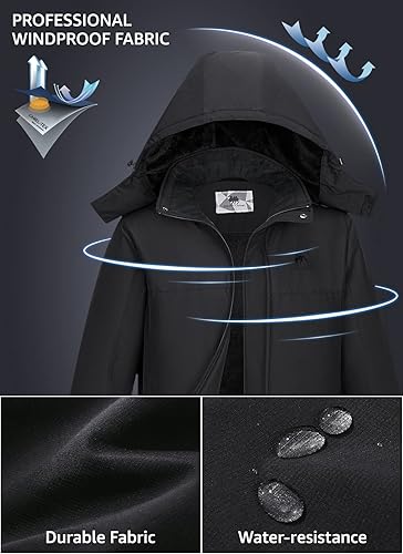 Miniatura 6 de GOLDEN CAMEL Chaqueta de esquí de invierno para hombre, abrigos de nieve de montaña, capucha desmontable, resistente al viento, chaquetas de lluvia