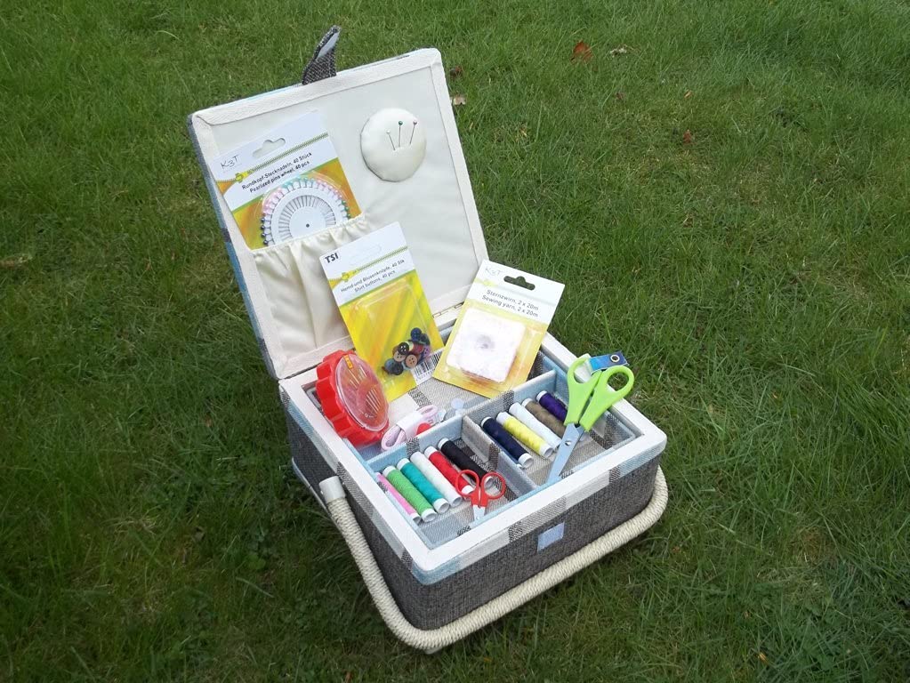 Nähkästchen mit Inhalt, Nähkorb inclusive Nähset, Sonderserie von Korbhaus Gesthüsen