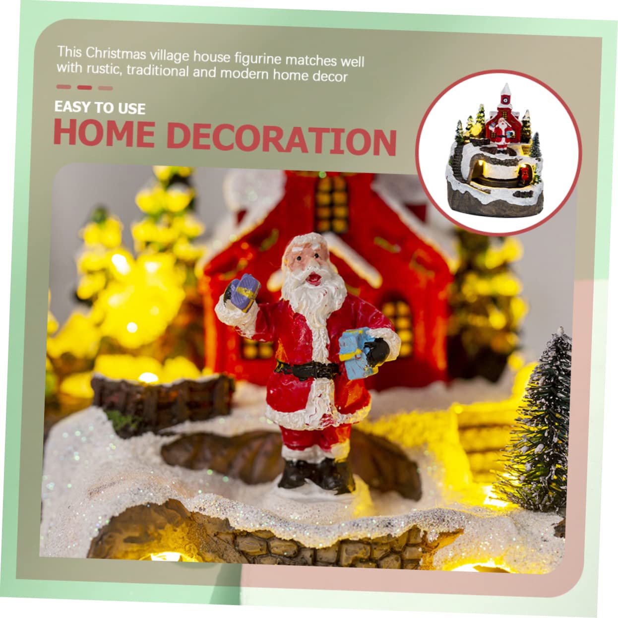 PRETYZOOM Led Beleuchtetes Haus Mit Musik Und Zugbewegung Resin Miniatur Weihnachtsdeko Figurine Für Weihnachtsfeier Und Geschenke Kompakt Und Stimmungsvolle Tischdekoration