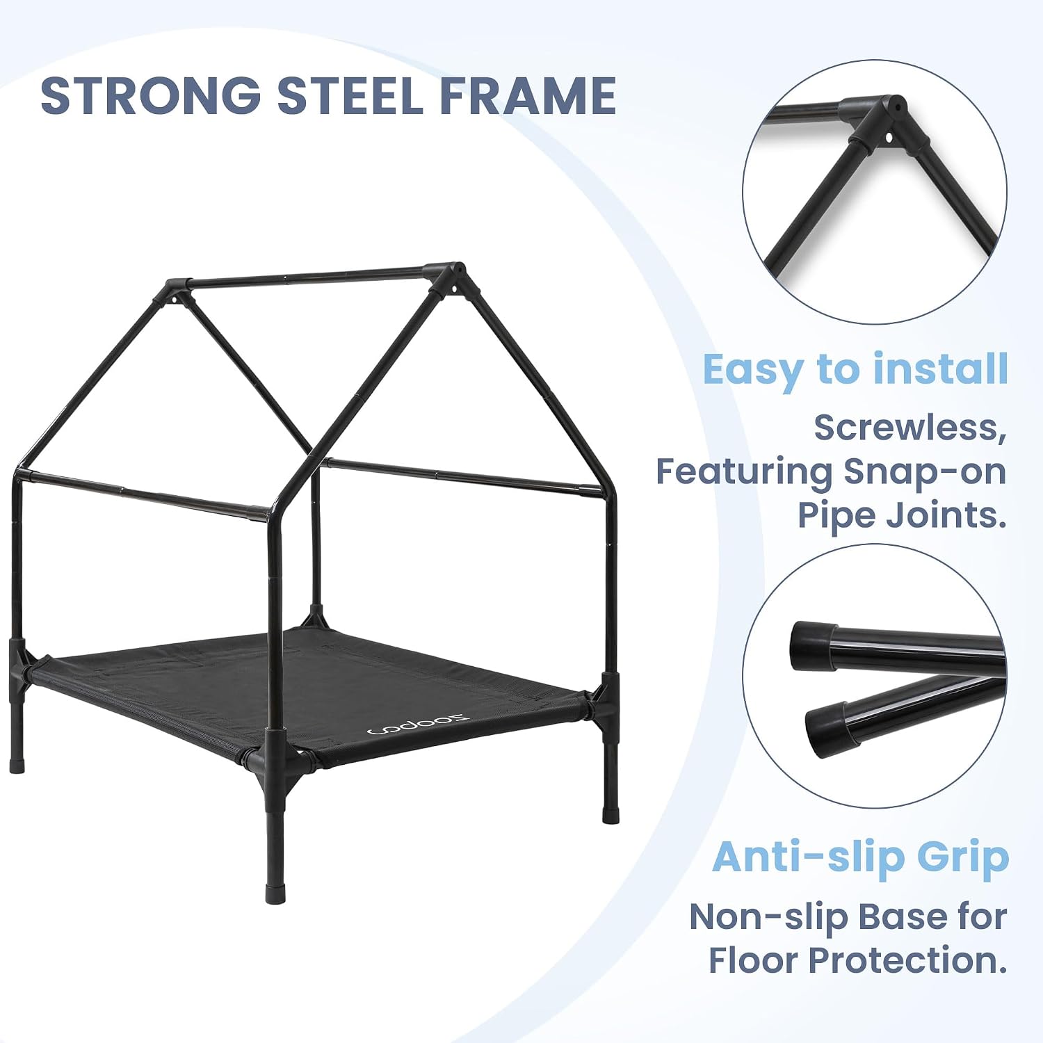 Zooba Outdoor Dog House – Weatherproof Elevated Pet Shelter, Breathable Mesh & Steel Frame, Easy to Assemble & Clean, Large Dog Houses for All Seasons (Green, Large)