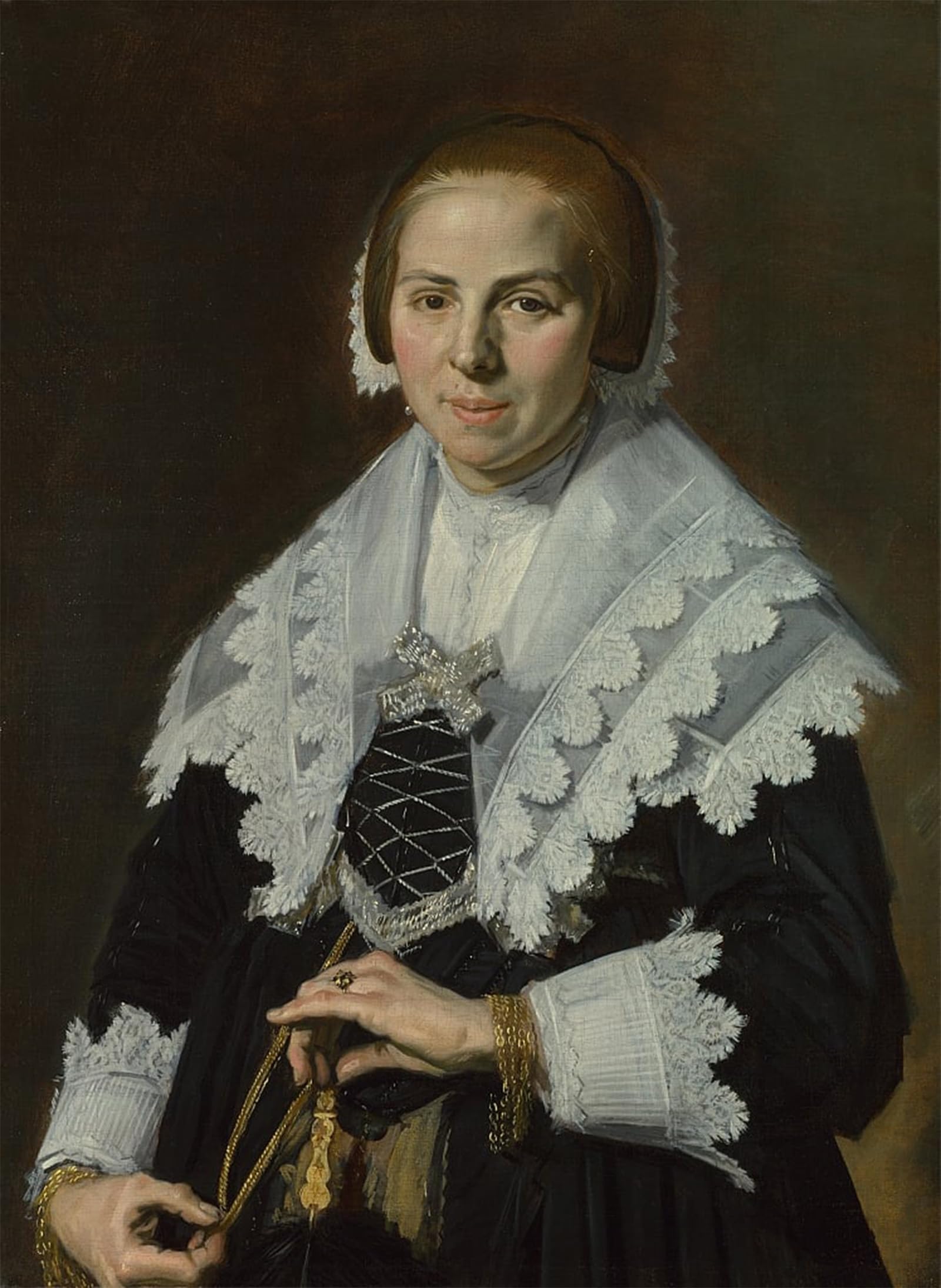 SERENDIPITP Vintage Wall Art Canvas Nordic Poster Canvas Print Picture Portrait of a Woman with a Fan by Frans Hals Wall Art Poster for Home Decor 60x90cm