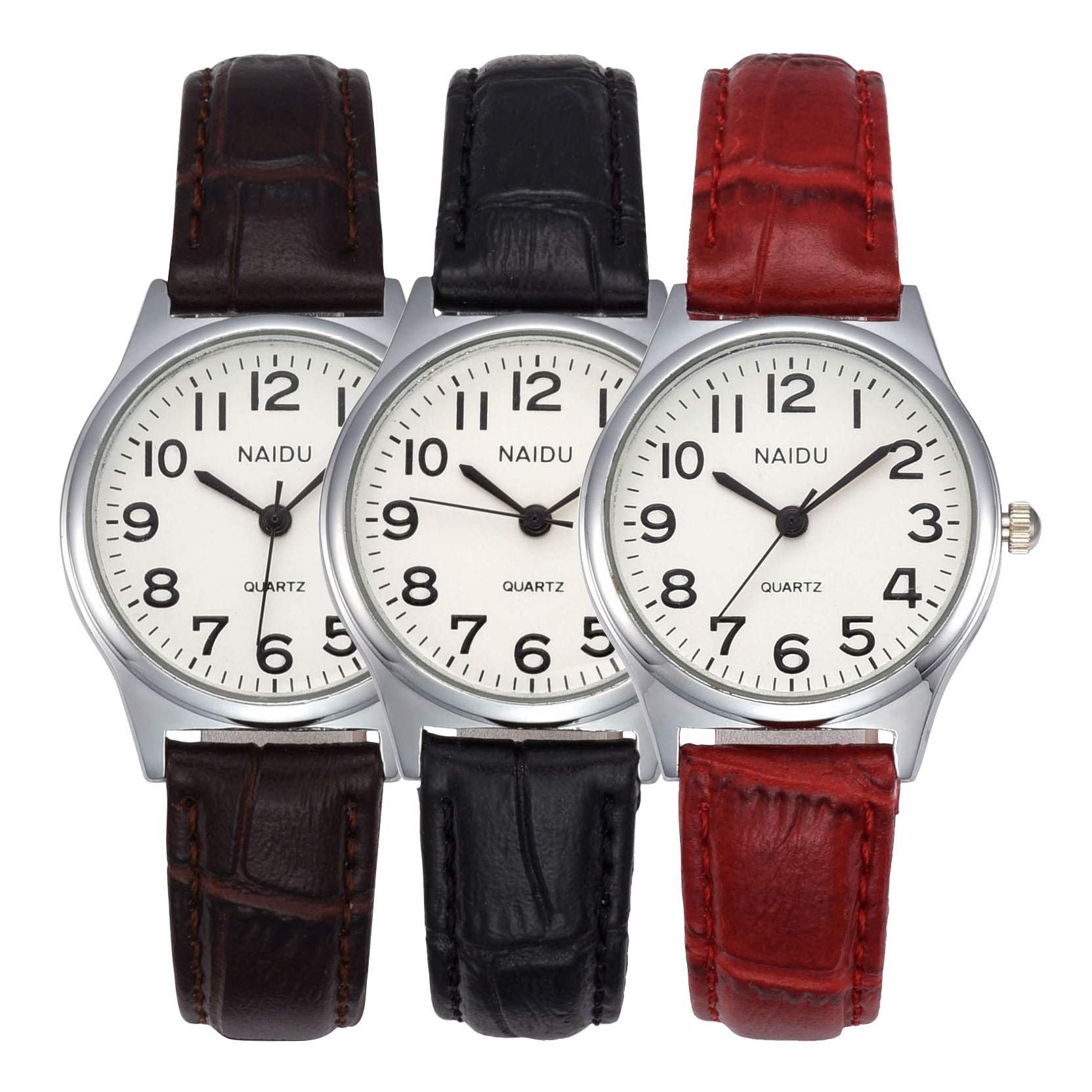 Montre Femme Vintage - Cadran Rond 29mm Avec Chiffres Arabes - Bracelet Cuir PU Ajustable - Style Rétro Et Simple