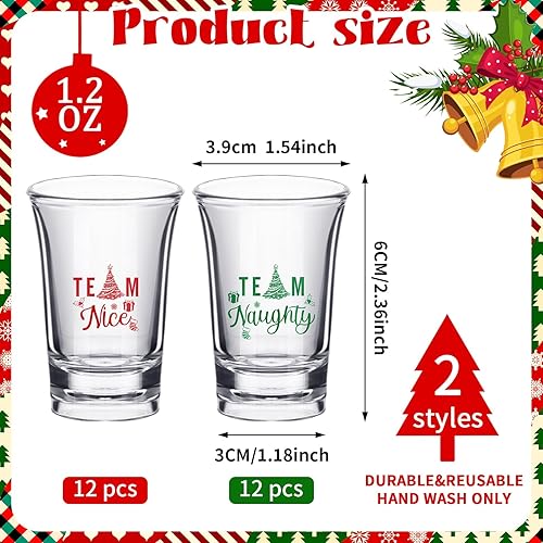Miniatura 2 de Nosiny Vasos de chupito de Navidad de 1.2 onzas, Team Naughty Team Nice Novedy, juego de vasos acrílicos para Navidad, vasos de Navidad acrílicos