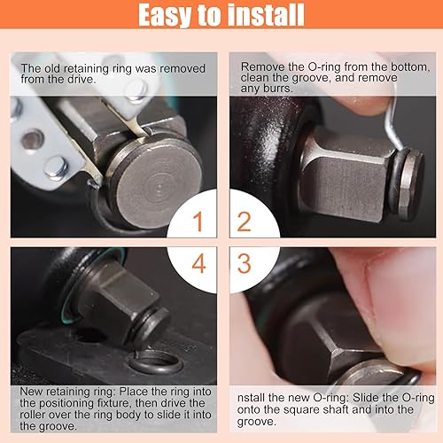 Miniatura 7 de Kit de 5 clips de anillo de retención de impacto: juego de juntas tóricas de 1/2 pulgadas y 3/8 pulgadas para llaves de impacto eléctricas y Paquete