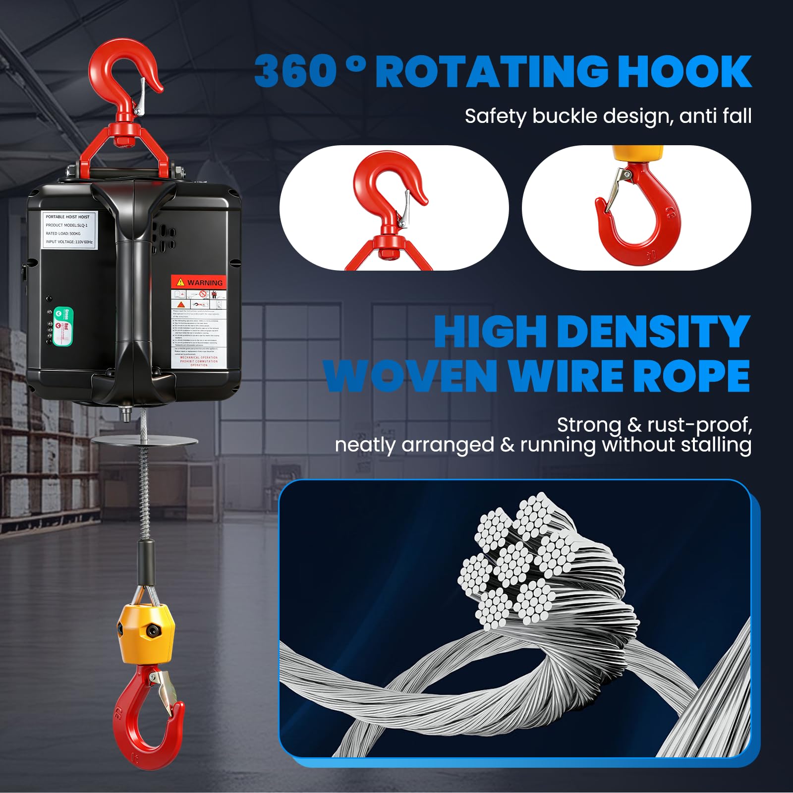 NEWTRY 3-in-1 Electric Hoist - 1100lbs Lifting -6 NEWTRY 3-in-1 Electric Hoist - 1100lbs Lifting -6