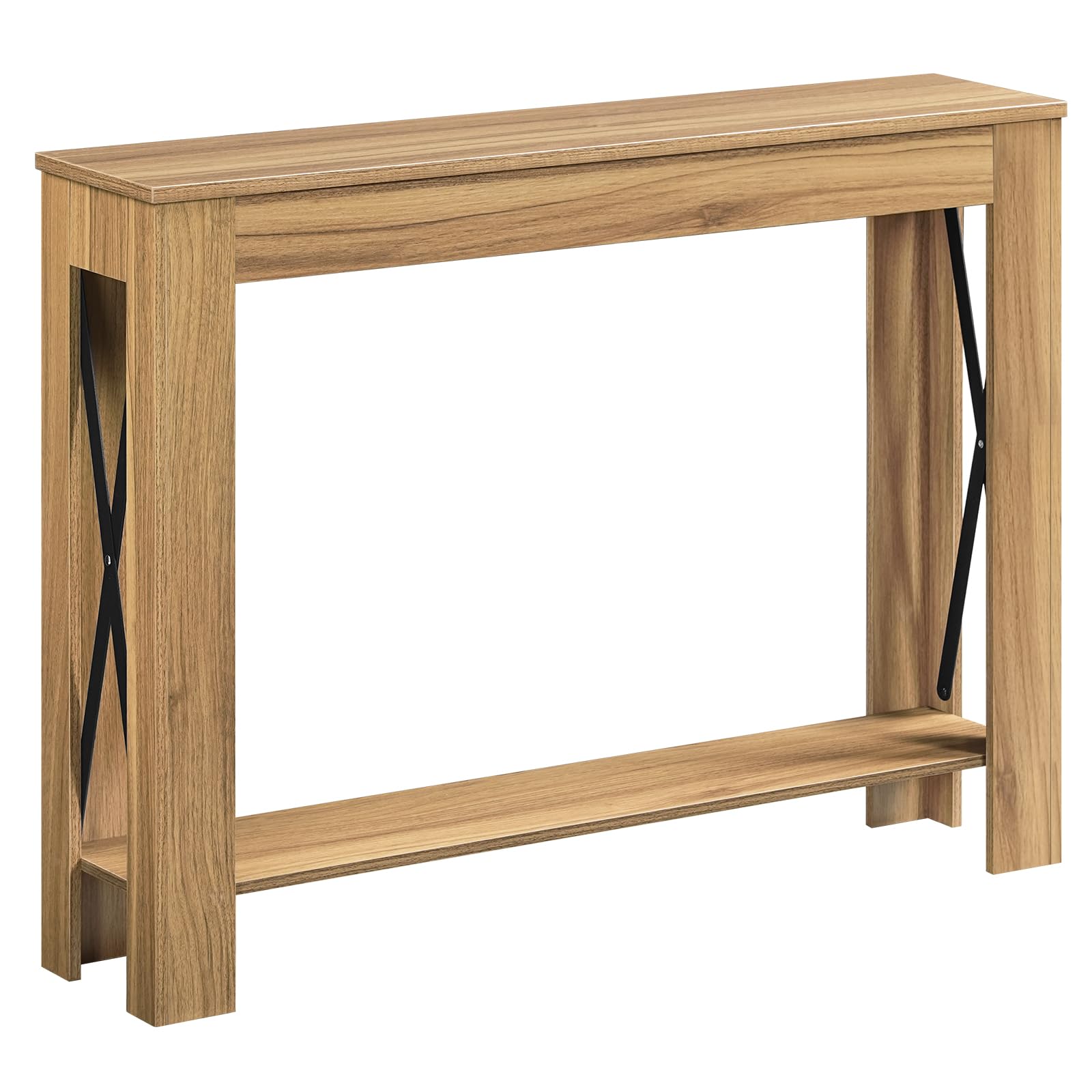 YATINEY Mesa de Consola con Almacenaje, Mesa de Sofá de Estilo Rústico, Mueble Estrecho de Recibidor, para Pasillo, Entrada de Escalera, Entrada, Marrón Claro XCT34VV