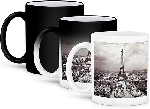 3dRose mug_77453_3 "The Paris Exposition 1900 Eiffel Tower" Taza mágica transformadora, 11 onzas, multicolor
