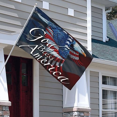 Miniatura 7 de Bandera americana God Bless con águila patriótica para fiesta de bienvenida del 4 de julio, decoración exterior para exteriores, decoración para el