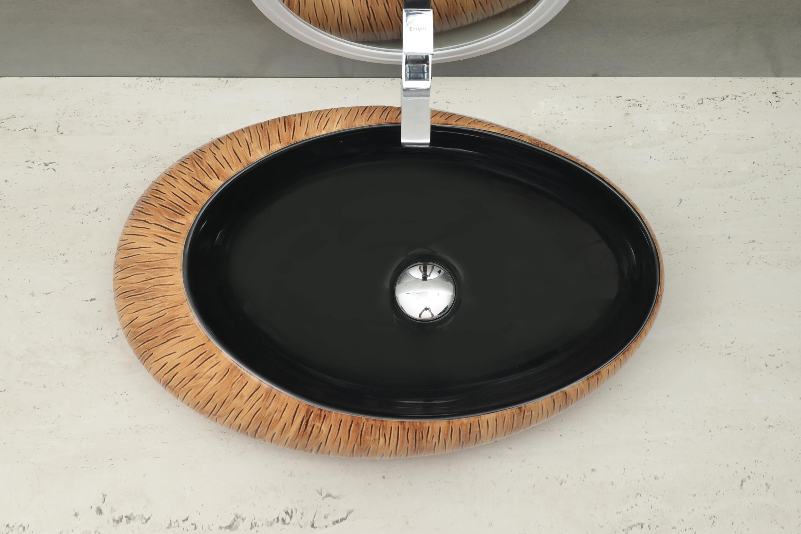HISRE Wash Basin Countertop | Tabletop Ceramic Bathroom Sink | Oval Shape Wash Basin For Bathroom | Ceramic Wash Basin (24 x 16 x 5.5 Inch) (Style - 2), photo 4 of 4