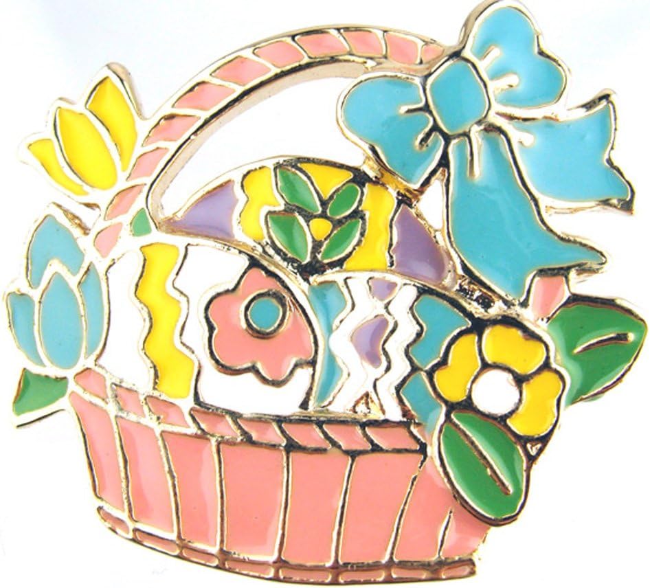 Pastel Colored Enamel Easter Basket Brooch