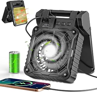10400mAh Solar-Camping Ventilator mit LED-Laterne, Wiederaufladbarer Akku,4 Geschwindigkeitsstufen,2-8 Stunden Timer,Leiser,USB Tischventilator für Zelt, Outdoor, Reisen, Büro, Wohnmobil, Schlafzimmer