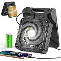 Ventilatore Solare Campeggio 10400 mAh con Lanterna LED, Batteria Ricaricabile