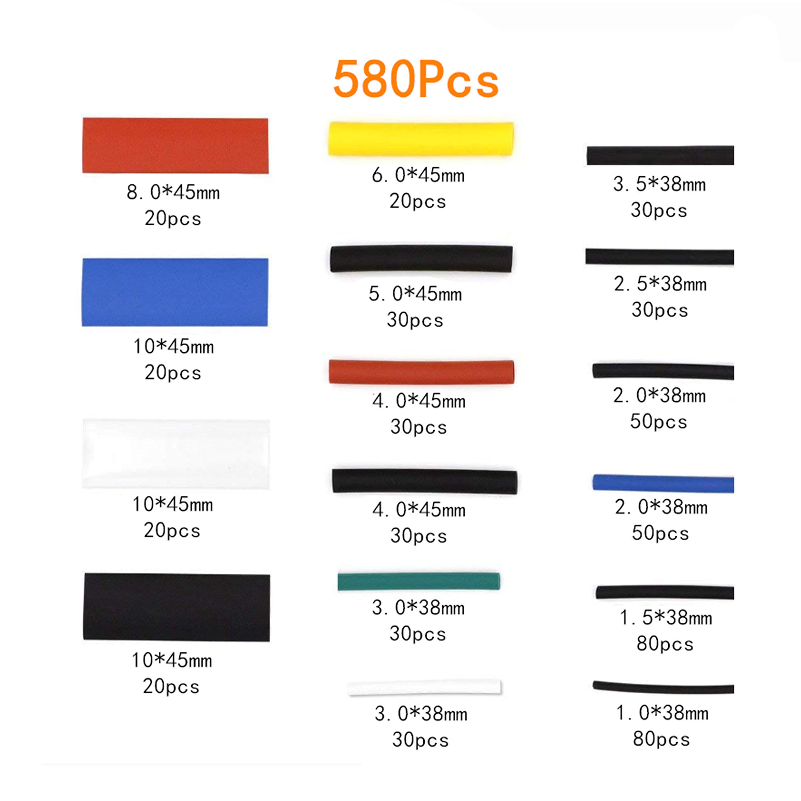 580 Piezas Tubo Termorretráctil 2:1 6 Colores 11 Tamaños Juego De Tubos Conjunto Combinado De Envoltura De Cables Para Hogar Coche Bricolaje Seguro