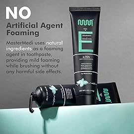 MasterMedi Nano Hydroxyapatite Whitening Toothpaste with Xylitol, Charcoal & Spearmint - Fluoride & SLS Free, Remineralizing Formula for Sensitive Teeth, Enamel Repair, 4 oz (Pack of 3)