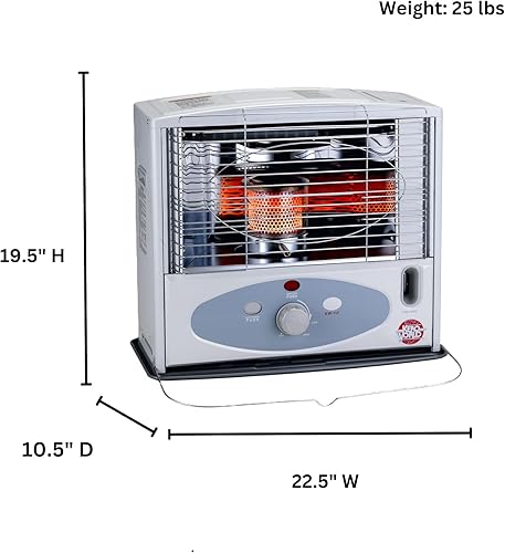 Miniatura 7 de Kero World Calentador de mecha de queroseno de 10,000 BTU con sistema de quemador de vidrio, sistema de chimenea de asiento seguro y tanque de