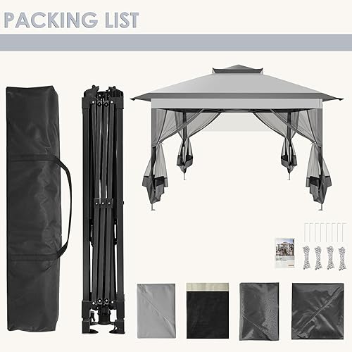Miniatura 5 de COBIZI Gazebo desplegable de 11 x 11 pies con mosquitera, refugio instantáneo para exteriores con 121 pies cuadrados de sombra para césped al aire