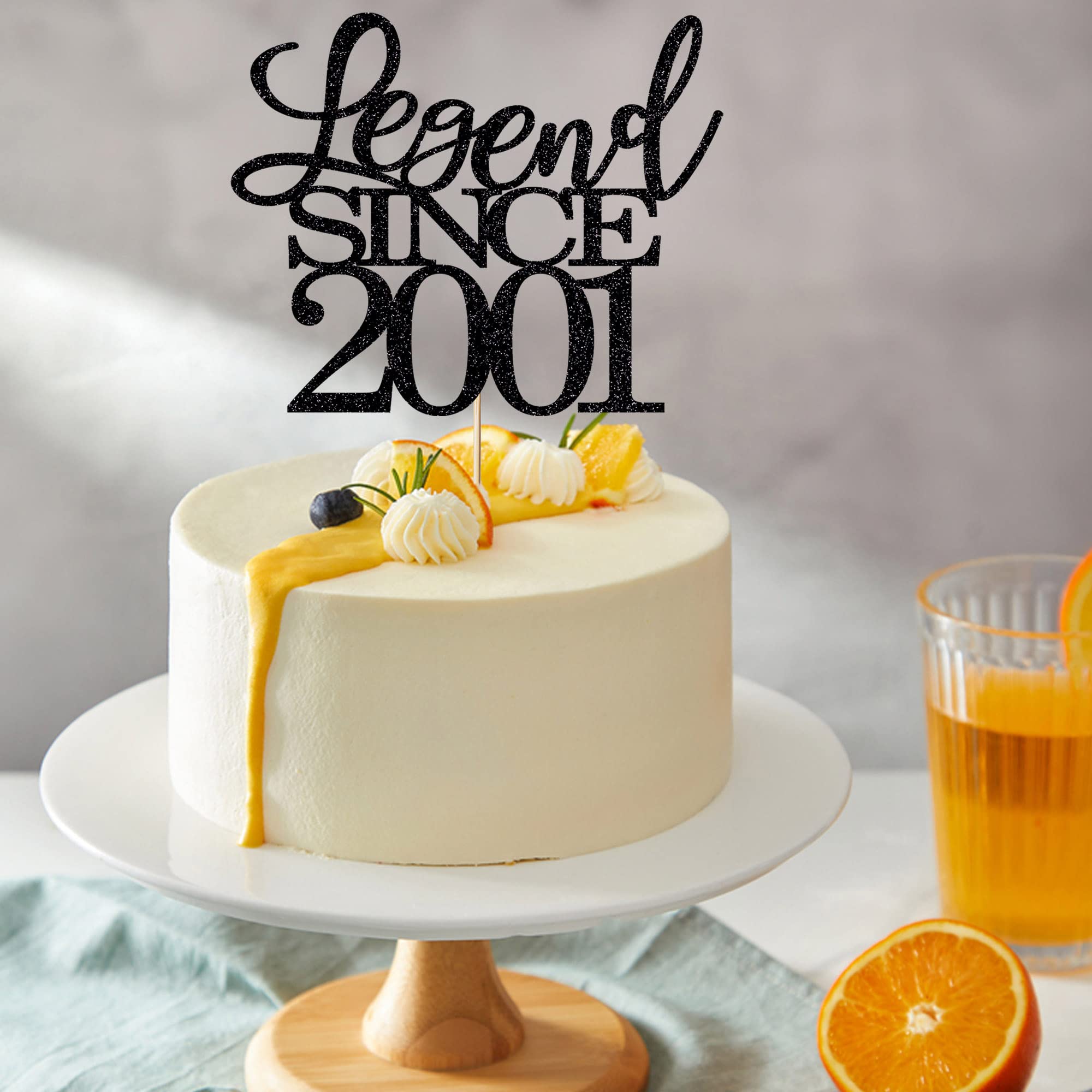 Migeaks "Legend Since 2001" 24th Birthday Cake Topper - Black Glitter, Pre-Assembled, For 24-Year-Olds - View #12