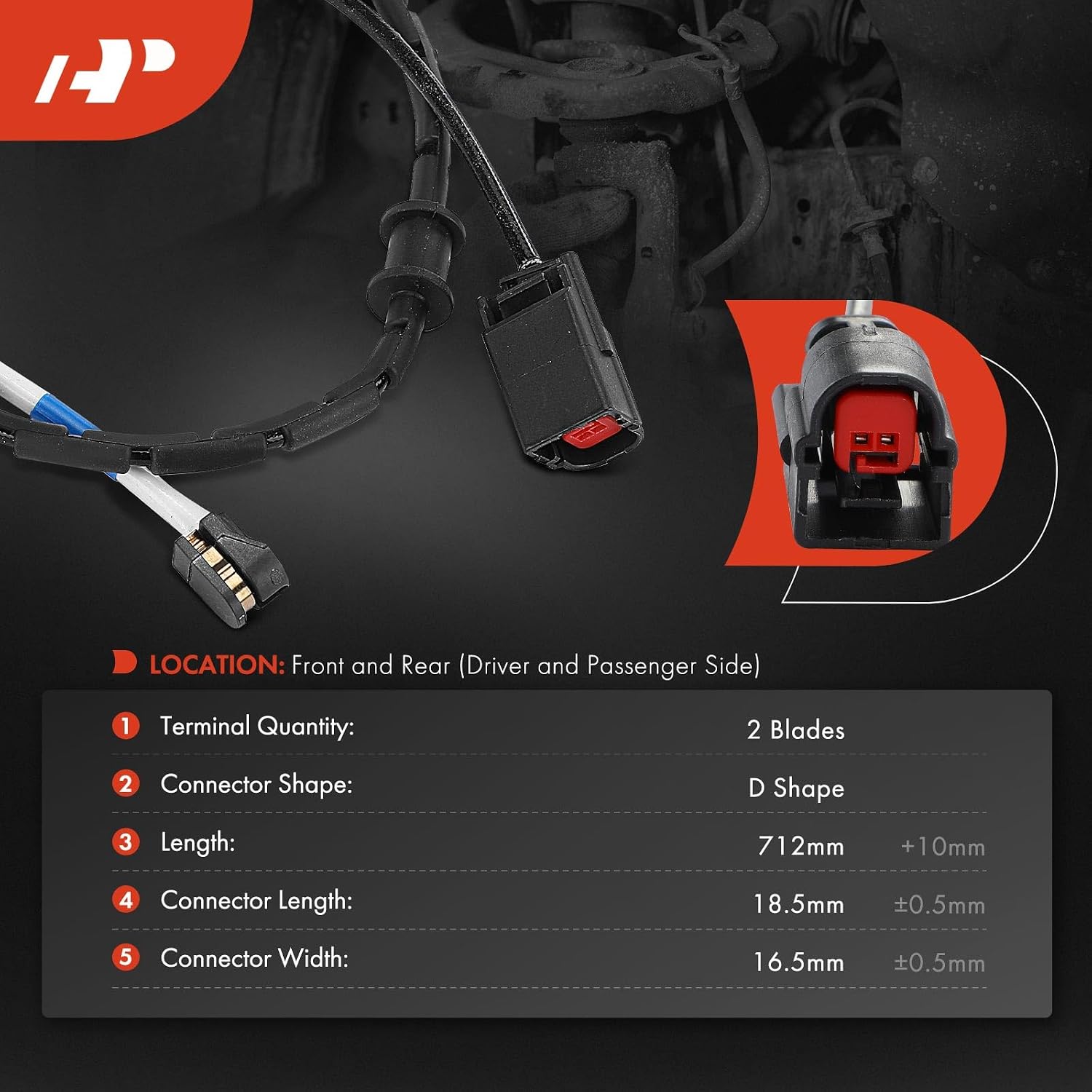 A-Premium Disc Brake Pad Wear Sensor Compatible with Jaguar F-Type 2018-2019 2.0L, F-Type 2015-2020 3.0L/5.0L, XKR-S 2014 5.0L, Rear Side 2-PC Set