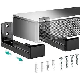 WALI Universal Soundbar Wall Mount, Center Channel Speaker Wall Mount Dual Bracket Hold up to 33 lbs, Arms Extend Adjust