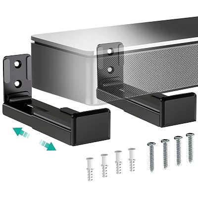 WALI Universal Soundbar Wall Mount, Center Channel Speaker Wall Mount Dual Bracket Hold up to 33 lbs, Arms Extend Adjust