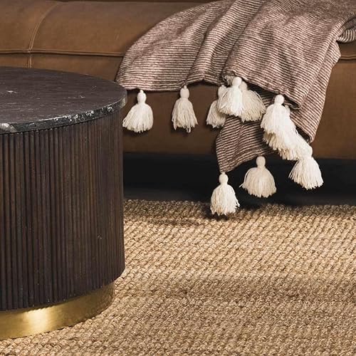 Miniatura 8 de Hauteloom Oaks - Alfombra de yute de hierba marina tejida a mano, alfombra de fibra natural, borla con flecos naturales, alfombra larga con aspecto