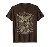 Cute Moth Aesthetic Floral T-Shirt for Women & Girls, Unisex-Adults & Kids, Brown, Small, Short Sleeve, Classic Fit