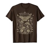 Butterfly Grunge Fairycore Therian Clothing Cute Moth Aesthetic Floral T-Shirt for Women & Girls&comma; Unisex-Adults & Kids&comma; Brown&comma; Small&comma; Short Sleeve&comma; Classic Fit
