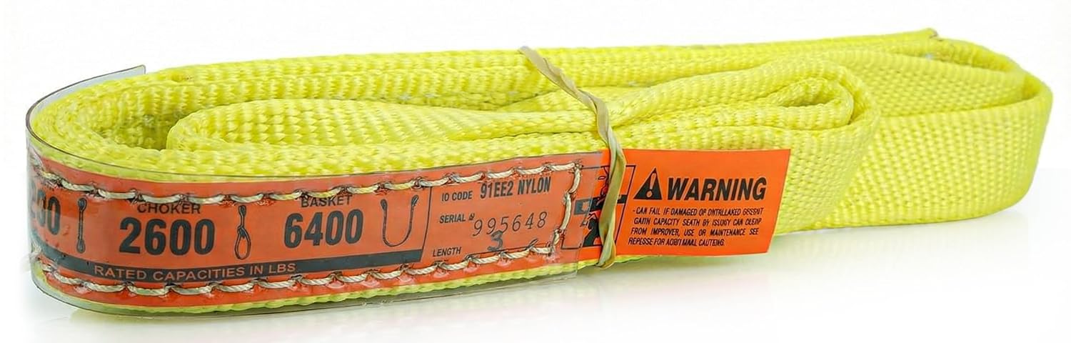 DD Sling 1 Inch x 3 Foot Nylon Lifting Sling – USA Made, 3,200 lb Vertical, 2,600 lb Choker, 6,400 lb Basket – 2-Ply Heavy Duty 900 Webbing, Type 4 Twisted Eye & Eye Rigging Sling